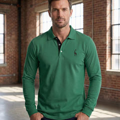 Men's Black Shirt | Polo Long Sleeve Slim Fit
