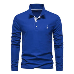 Men's Black Shirt | Polo Long Sleeve Slim Fit