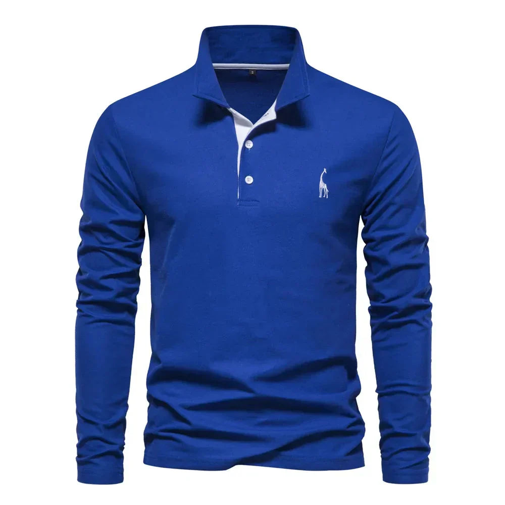 Men's Black Shirt | Polo Long Sleeve Slim Fit
