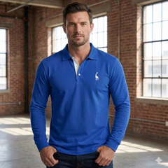 Men's Black Shirt | Polo Long Sleeve Slim Fit