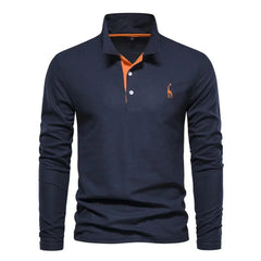 Men's Black Shirt | Polo Long Sleeve Slim Fit