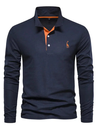 Men's Black Shirt | Polo Long Sleeve Slim Fit