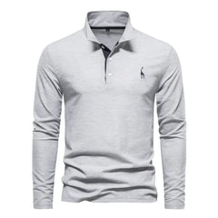 Men's Black Shirt | Polo Long Sleeve Slim Fit