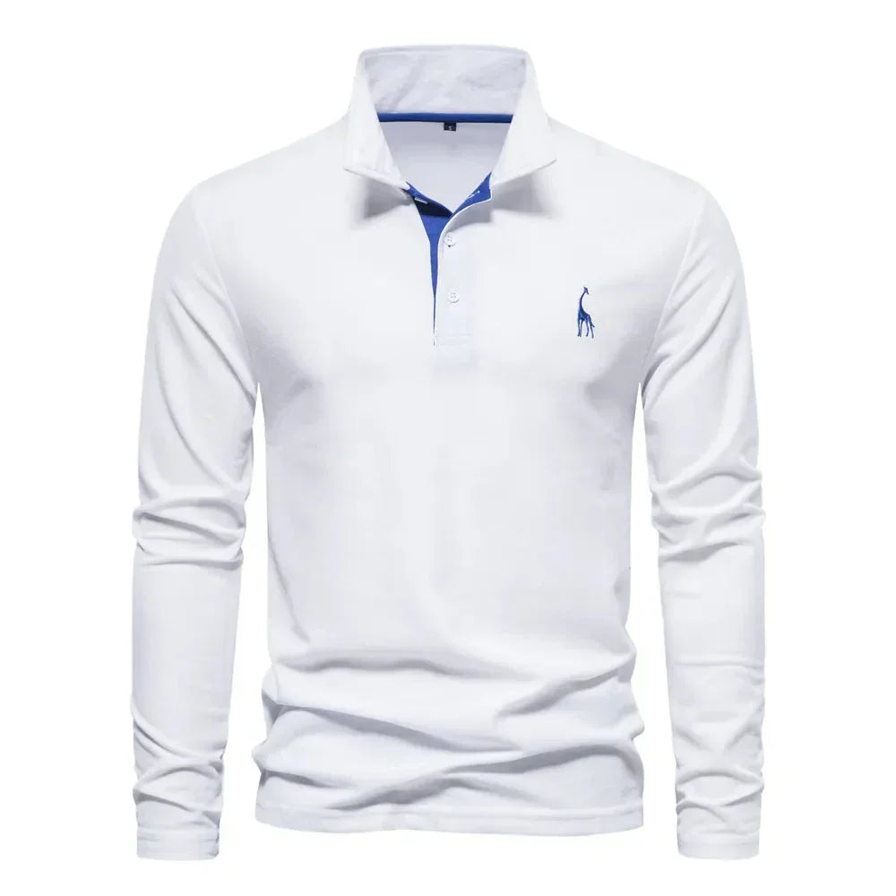 Men's Black Shirt | Polo Long Sleeve Slim Fit