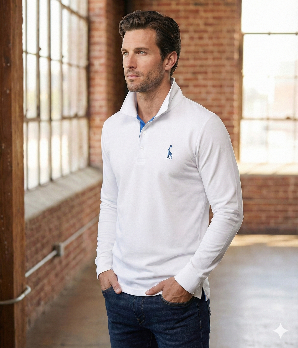 Men's Black Shirt | Polo Long Sleeve Slim Fit