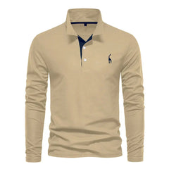Men's Black Shirt | Polo Long Sleeve Slim Fit