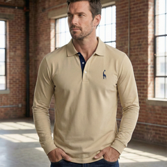 Men's Black Shirt | Polo Long Sleeve Slim Fit