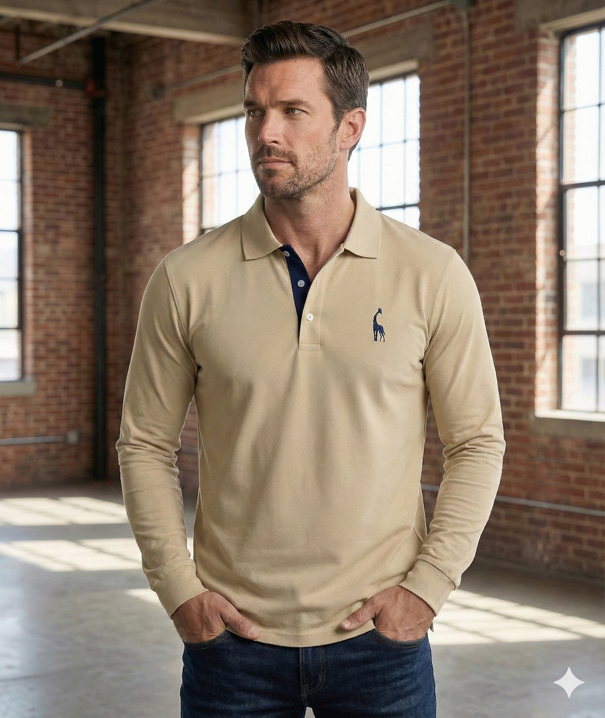 Men's Black Shirt | Polo Long Sleeve Slim Fit
