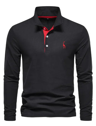 Men's Black Shirt | Polo Long Sleeve Slim Fit