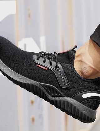 Black Shoes For Men | Lace-Up Mesh Knit Non-Slip