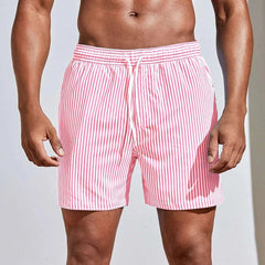 Men's Swim Shorts | Striped Quick-Dry Elastic Waist
