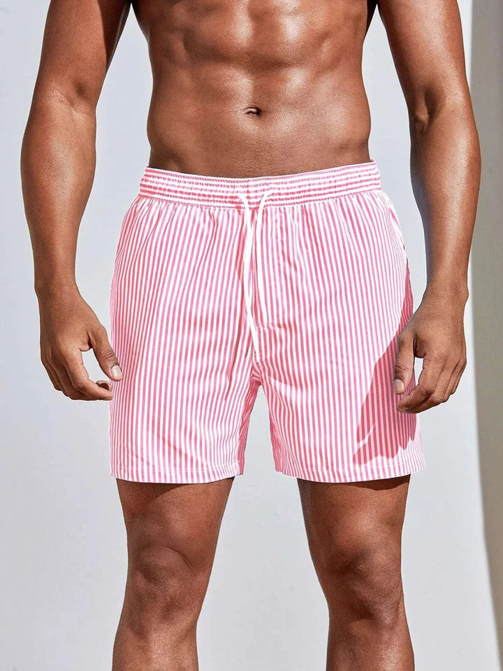 Men's Swim Shorts | Striped Quick-Dry Elastic Waist
