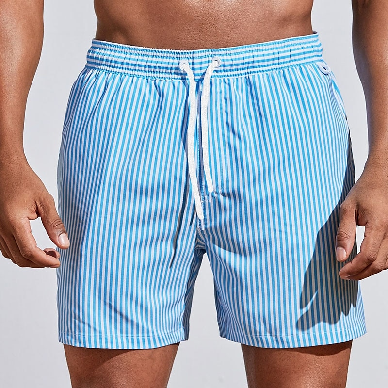 Men's Striped Shorts | Drawstring Waist Relaxed Fit