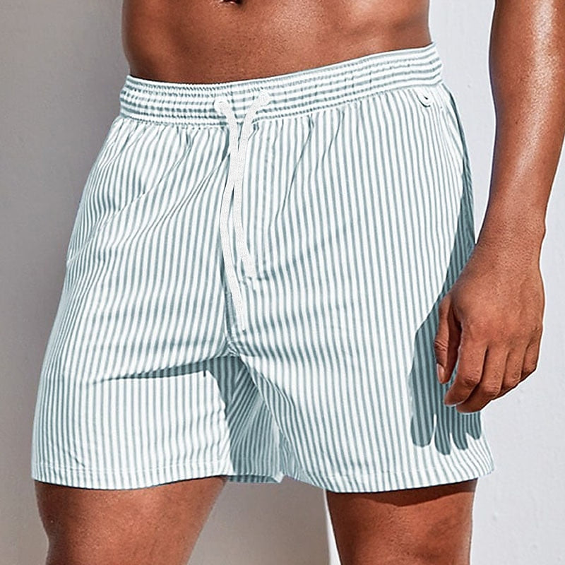 Men's Striped Shorts | Drawstring Waist Relaxed Fit