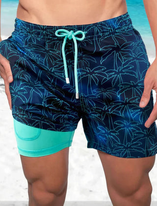 Men's Swim Shorts - Multi-Print Selection and Integrated Compression Liner