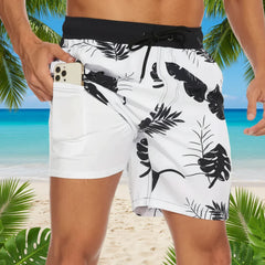 Men's Swim Shorts - Multi-Print Selection and Integrated Compression Liner