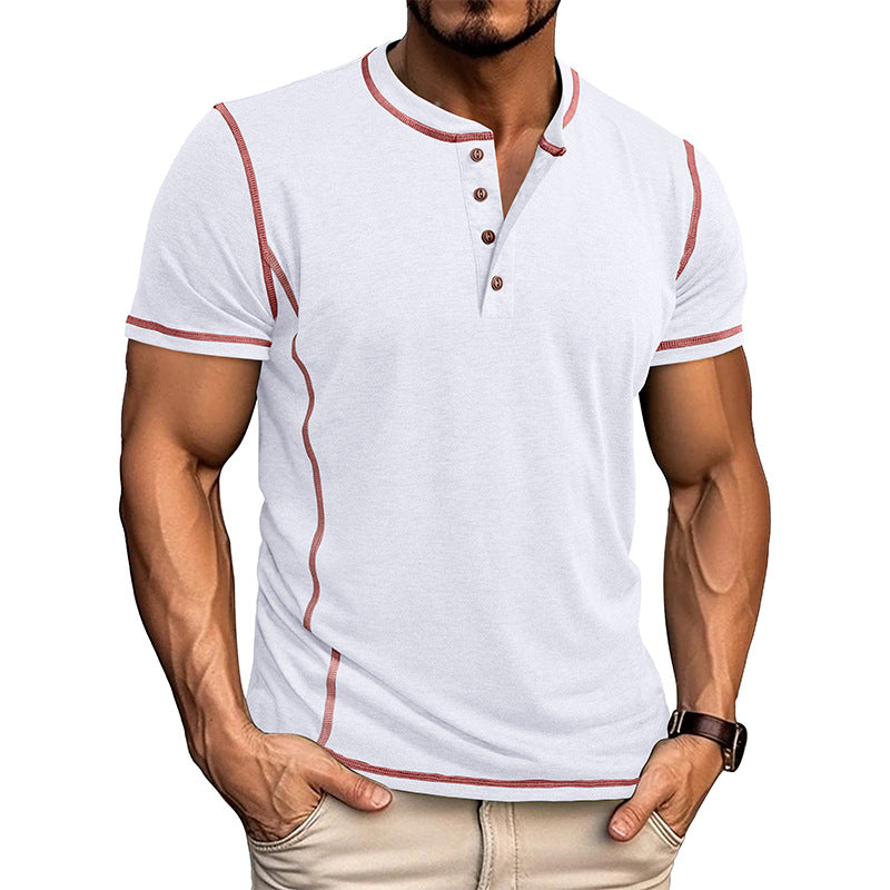 Men's T Shirt | Henley Neckline Button Closure Short Sleeve