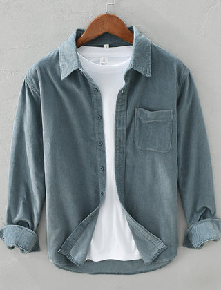 Men's Corduroy Shirt | Relaxed Fit Button Front Chest Pocket