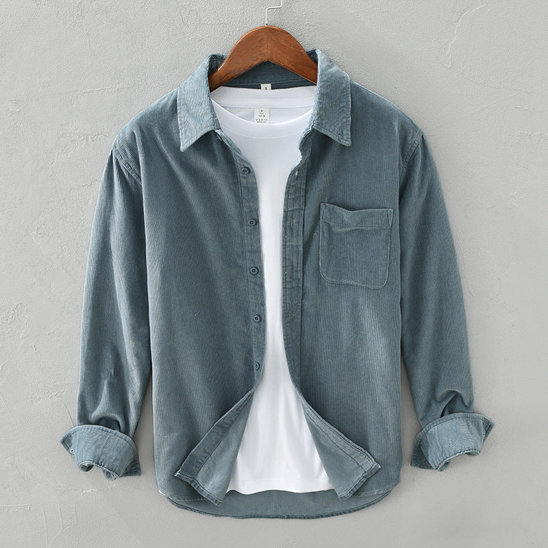 Men's Corduroy Shirt | Relaxed Fit Button Front Chest Pocket