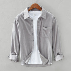 Men's Corduroy Shirt | Relaxed Fit Button Front Chest Pocket