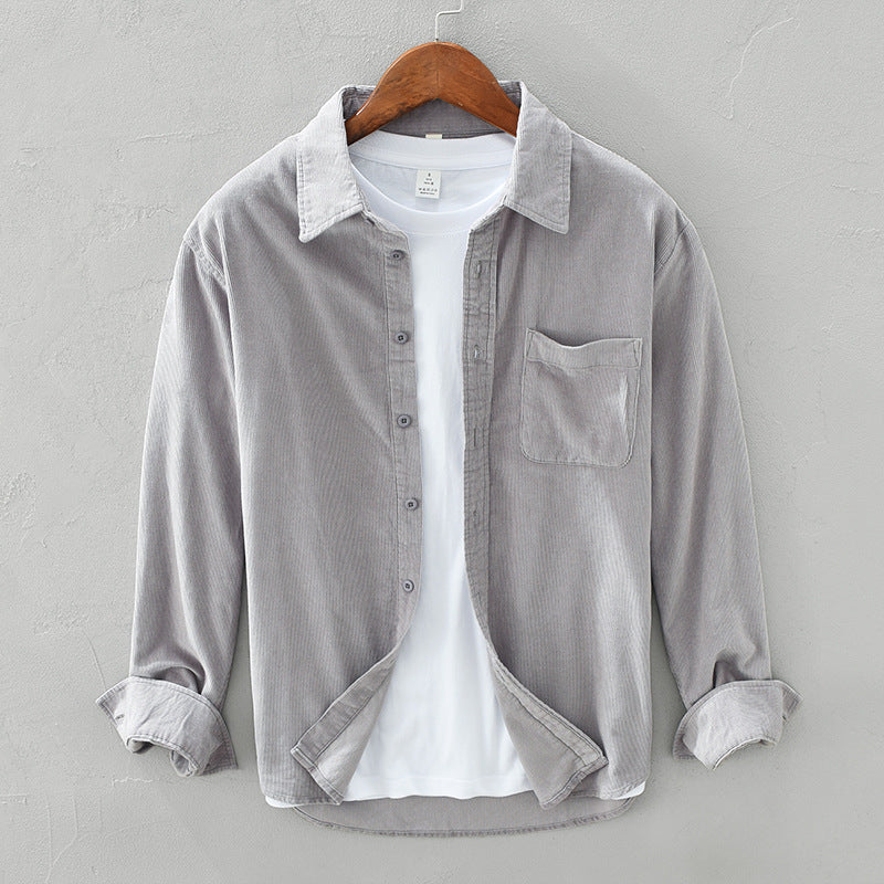 Men's Corduroy Shirt | Relaxed Fit Button Front Chest Pocket