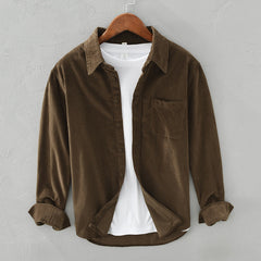 Men's Corduroy Shirt | Relaxed Fit Button Front Chest Pocket