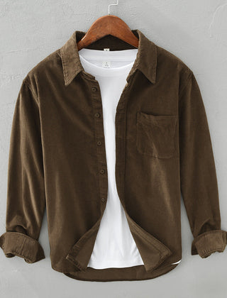 Men's Corduroy Shirt | Relaxed Fit Button Front Chest Pocket