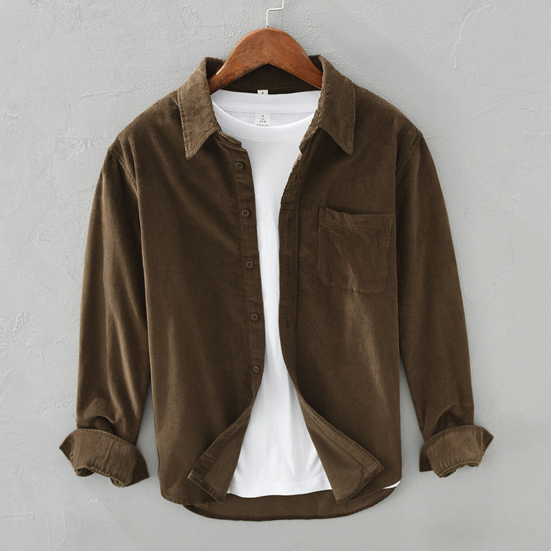 Men's Corduroy Shirt | Relaxed Fit Button Front Chest Pocket