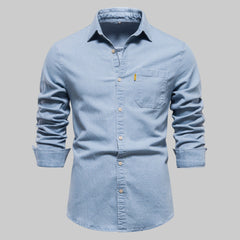 Men's Denim Shirt | Long Sleeve Button Closure Chest Pocket