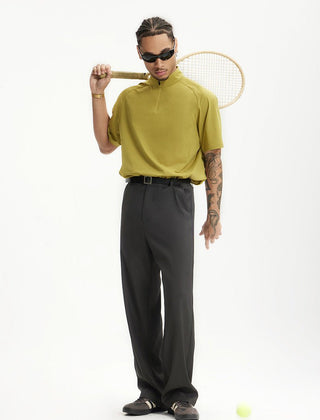 Men's Wide Leg Dress Pants | High Waisted Relaxed Fit Belted