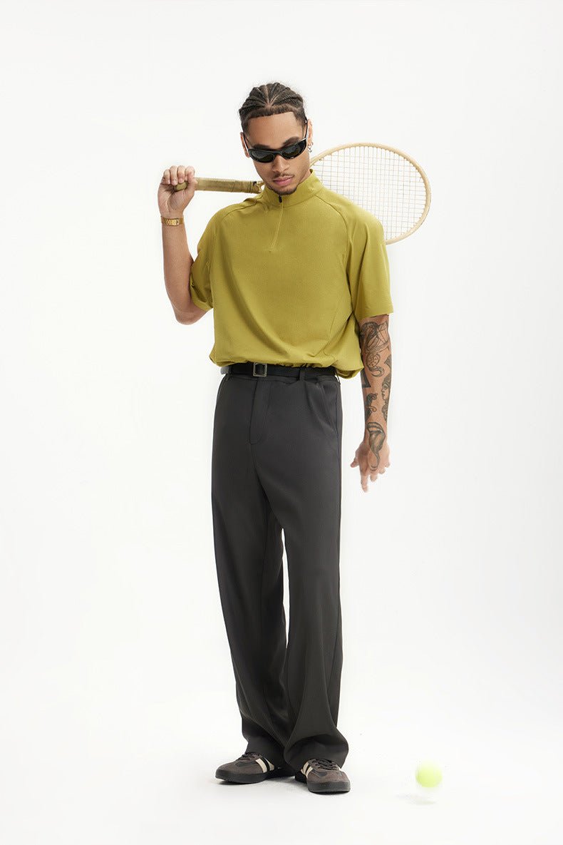 Men's Wide Leg Dress Pants | High Waisted Relaxed Fit Belted