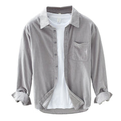 Men's Corduroy Shirt | Relaxed Fit Button Front Chest Pocket