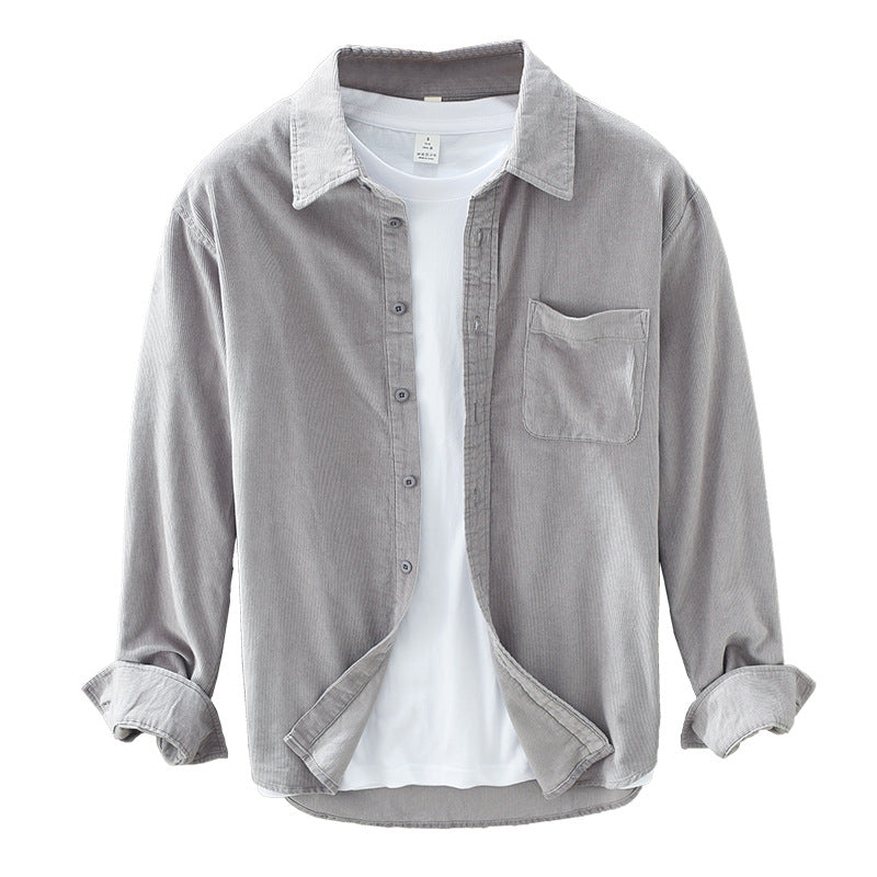 Men's Corduroy Shirt | Relaxed Fit Button Front Chest Pocket