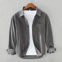 Men's Corduroy Shirt | Relaxed Fit Button Front Chest Pocket