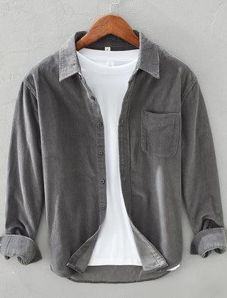 Men's Corduroy Shirt | Relaxed Fit Button Front Chest Pocket