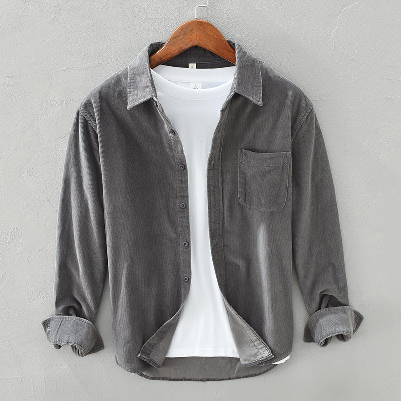 Men's Corduroy Shirt | Relaxed Fit Button Front Chest Pocket