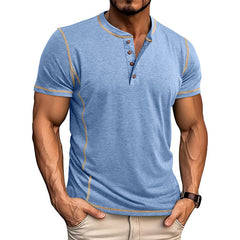 Men's T Shirt | Henley Neckline Button Closure Short Sleeve