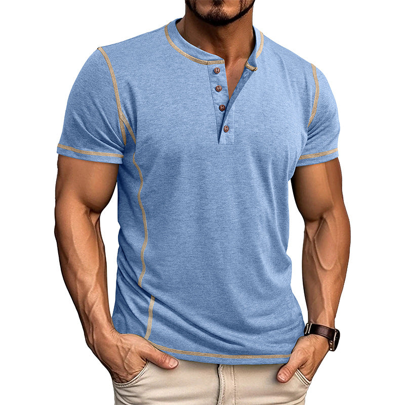 Men's T Shirt | Henley Neckline Button Closure Short Sleeve