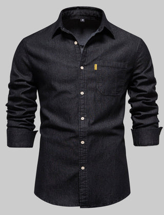 Men's Denim Shirt | Long Sleeve Button Closure Chest Pocket