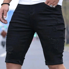 Men's Denim Shorts | Skinny Fit Distressed Rolled Hem