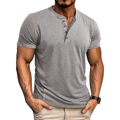 Men's T Shirt | Henley Neckline Button Closure Short Sleeve