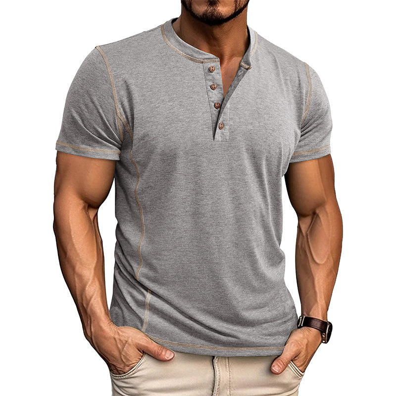 Men's T Shirt | Henley Neckline Button Closure Short Sleeve