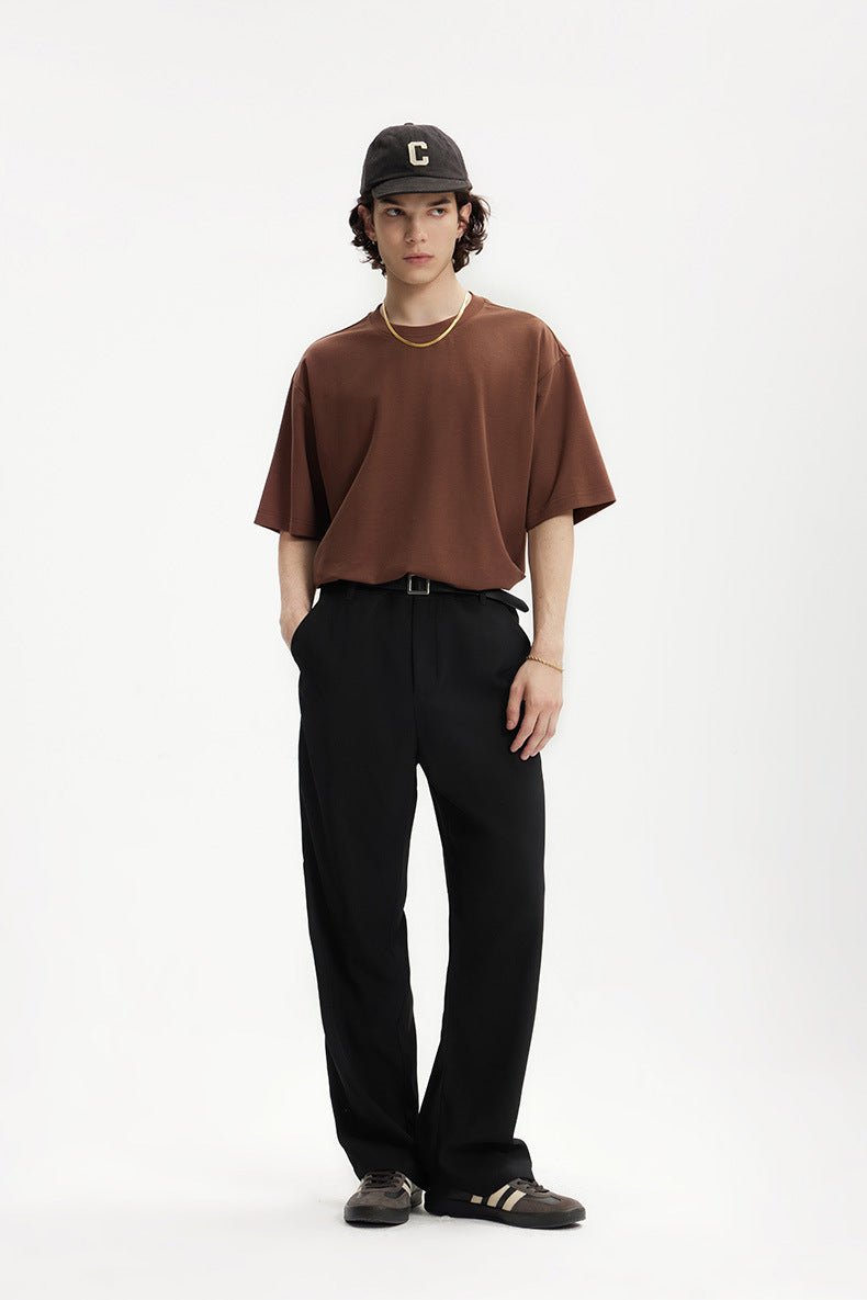 Men's Wide Leg Dress Pants | High Waisted Relaxed Fit Belted
