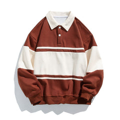 Men's Rugby Shirt | Collared Polo Button Knit Long Sleeve