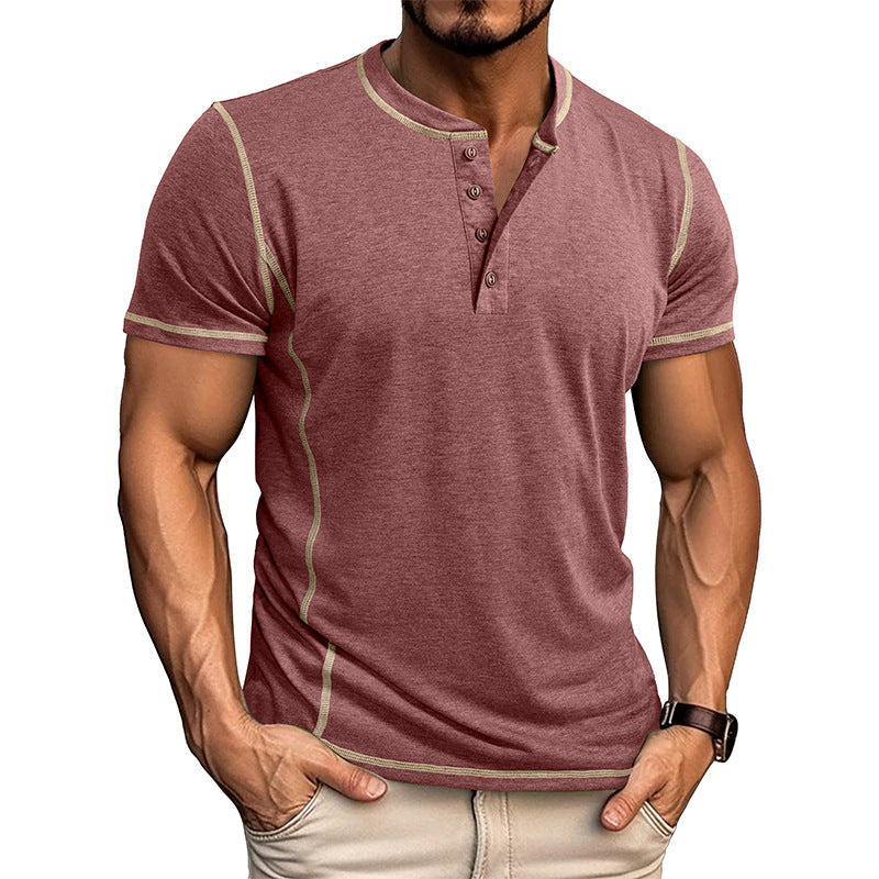 Men's T Shirt | Henley Neckline Button Closure Short Sleeve