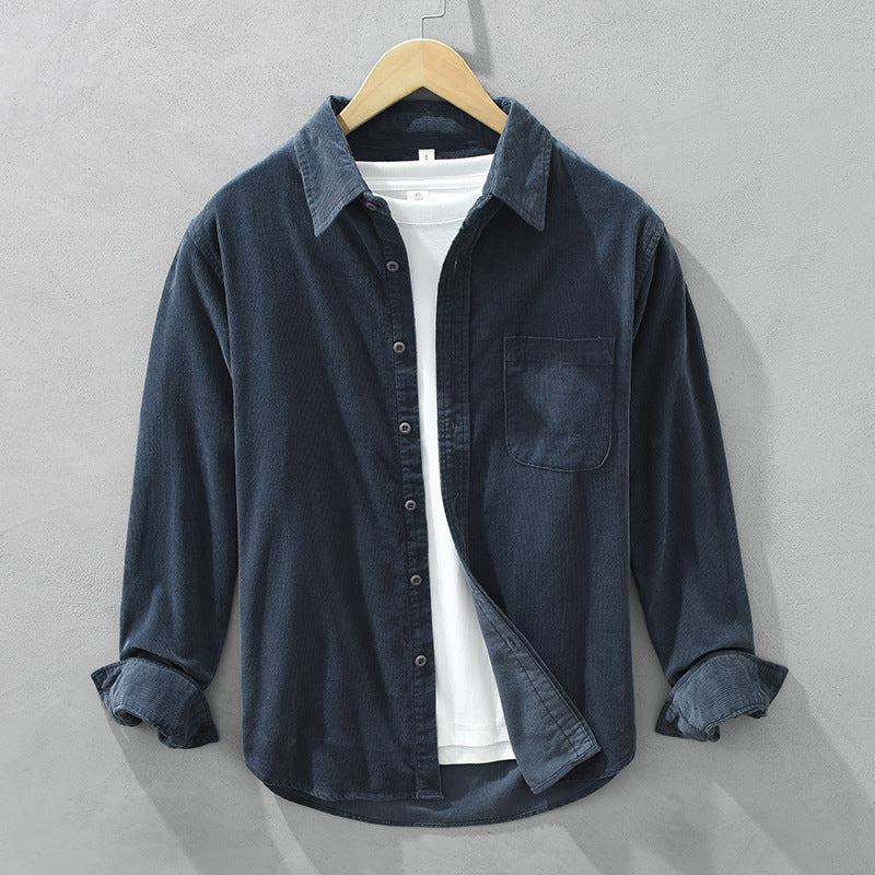 Men's Corduroy Shirt | Relaxed Fit Button Front Chest Pocket