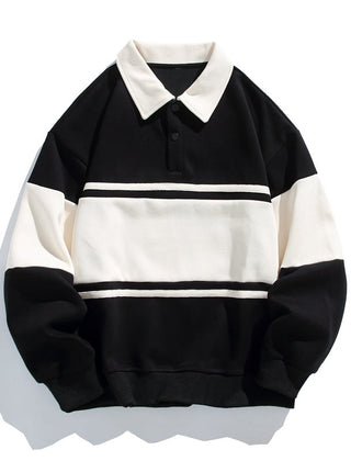 Men's Rugby Shirt | Collared Polo Button Knit Long Sleeve