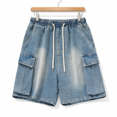 Men's Denim Shorts | Cargo Pockets Relaxed Fit Knee-Length Denim