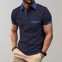 Men's Polo Top | Collared Short Sleeve Button Pocket