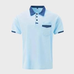Men's Polo Top | Collared Short Sleeve Button Pocket